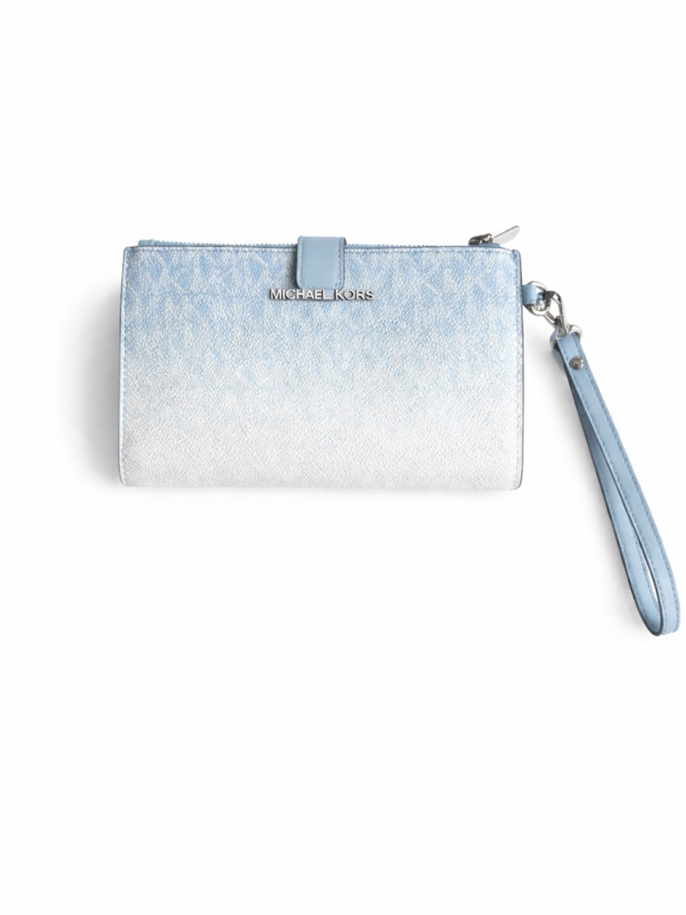 NWT Michael Kors Jet Set Large Ombré Wristlet Blue MK Logo Wallet